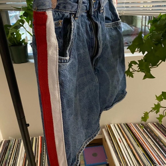 Denim Mini Skirt with Racing Stripe - Picture 2 of 4